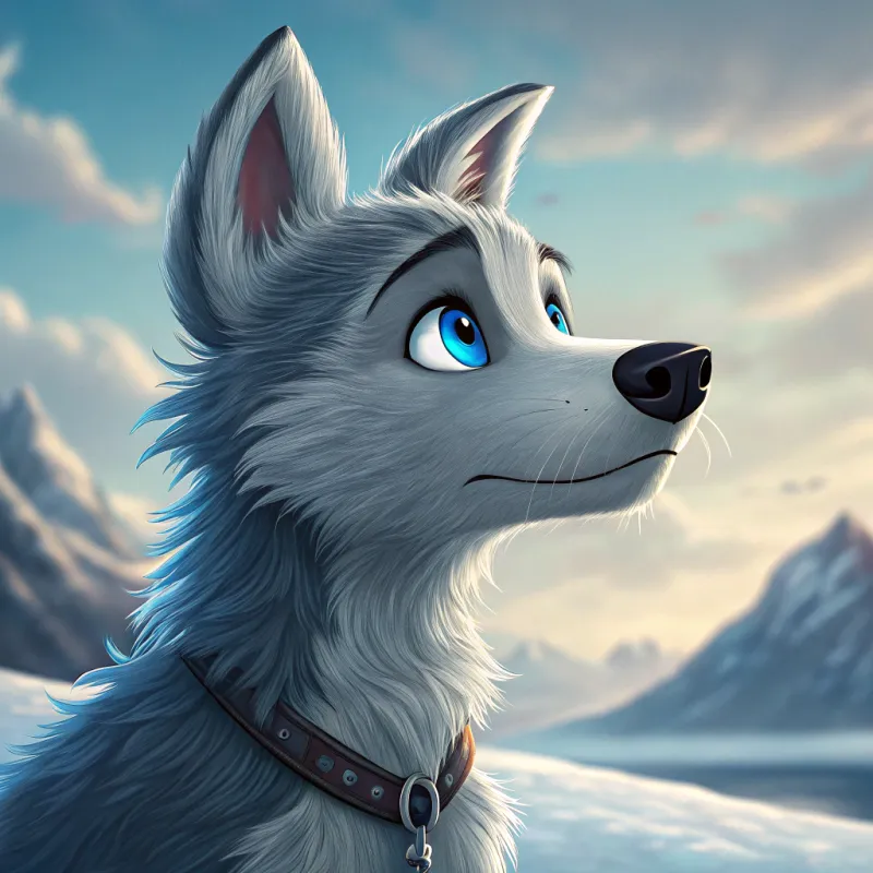 Beautiful Grey Canine Art with Blue Eyes Beautiful Grey Canine Art with Blue Eyes