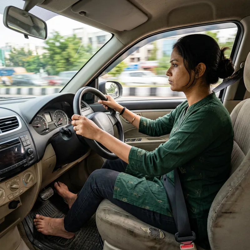 Barefoot Female Driving: Experience the Rush