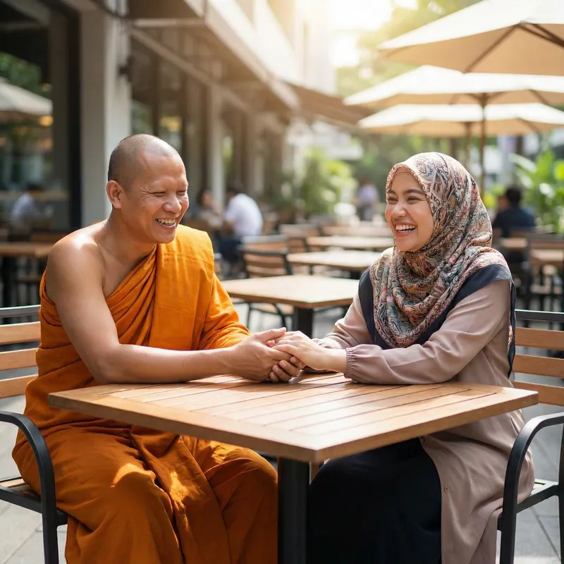Buddhist Man and Muslim Woman Couple