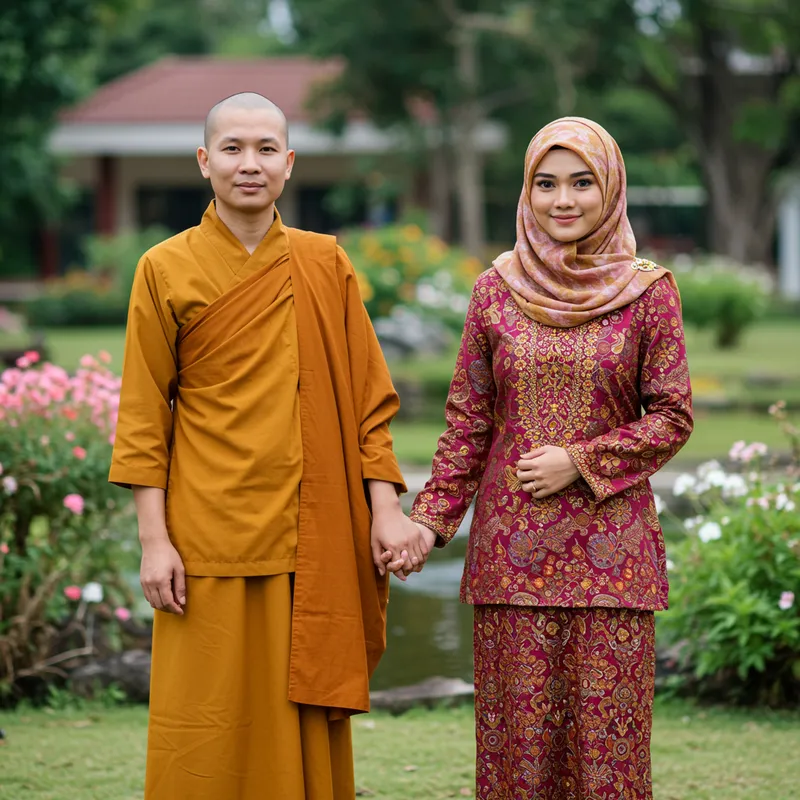 Buddhist Man and Muslim Woman Couple