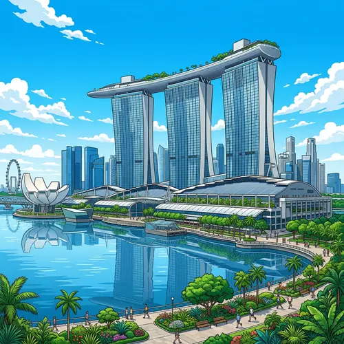 Marina Bay Sands Singapore - Architectural Marvel in Sunlit Sky
