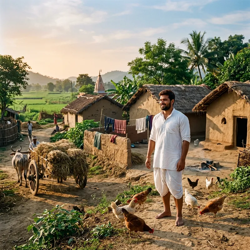 South Asian Male in Traditional Indian Village | Authentic Rustic Scene South Asian Male in Traditional Indian Village | Authentic Rustic Scene
