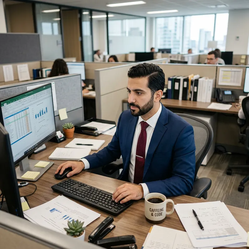 Professional Middle-Eastern Man at Workplace | Concentrated Office Scene
