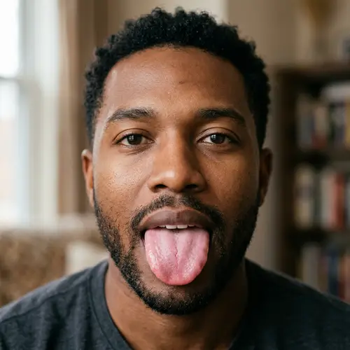 Black Male with Healthy Tongue - Clean and Groomed