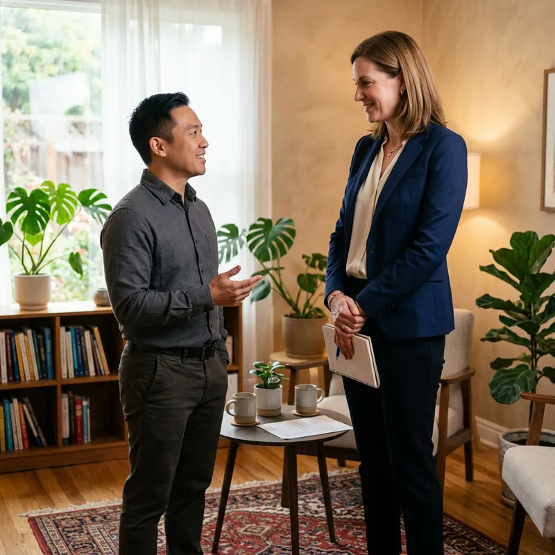 Empowering Discussion: Tall Woman Engages Short Man Respectfully