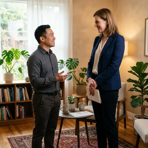 Professional Counselor Engaging in Conversation with Client