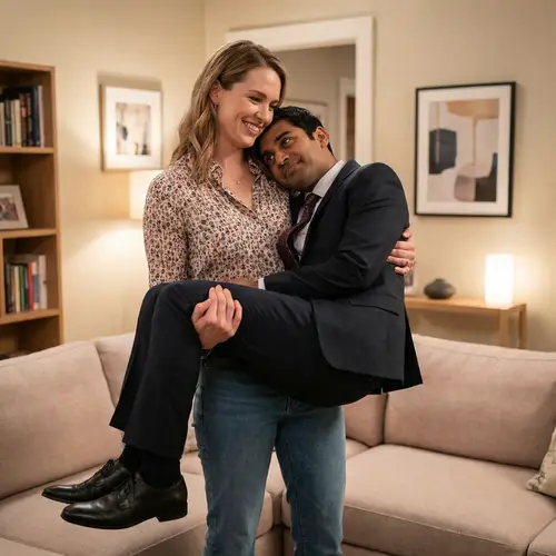 Heartwarming Mini Giantess Scene: Woman Caring for Small Man