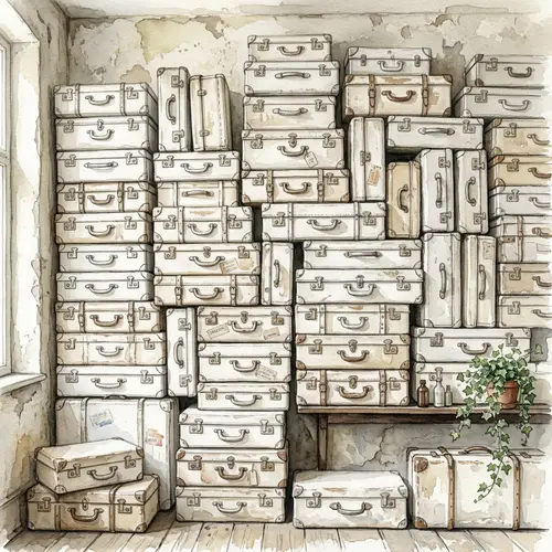 Vintage Travel Suitcases Wall Art | Watercolor Painting