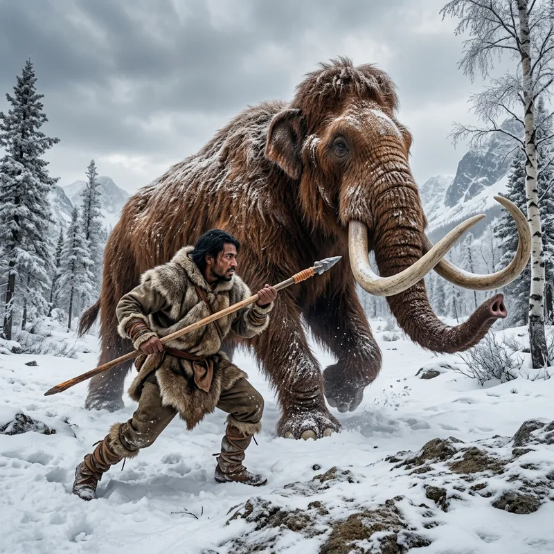 Man vs Mammoth: Epic Battle in Ice Age Man vs Mammoth: Epic Battle in Ice Age