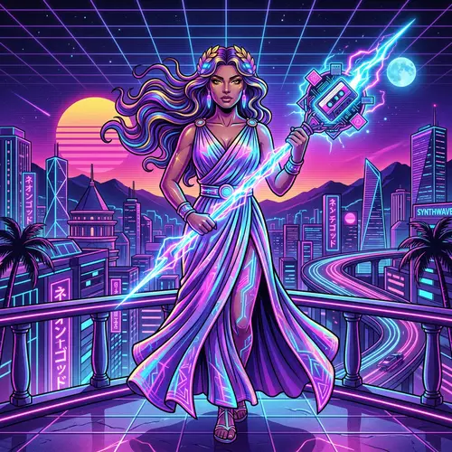 Greek Goddess in Retrowave Art | Unique Style