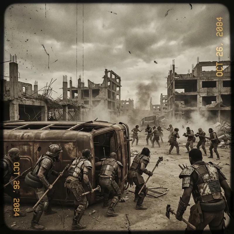 Dystopian Wasteland: A Post-Apocalyptic Scene