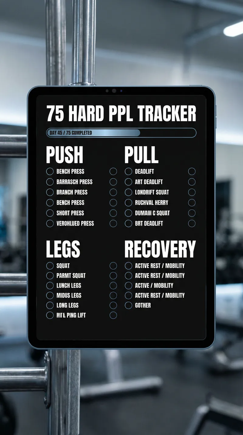 75 Hard PPL Workout Checklist | Modern & Clean Design
