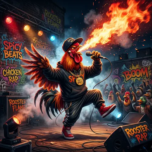 Dancing Rooster: Spicy Rap & Fire Breathing Fun