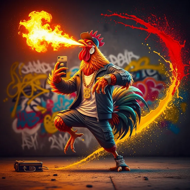 Dancing Rooster: Spicy Rap & Fire Breathing Fun