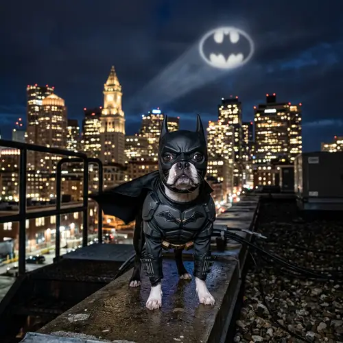 Boston Terrier as Batman - Superhero Pup Art