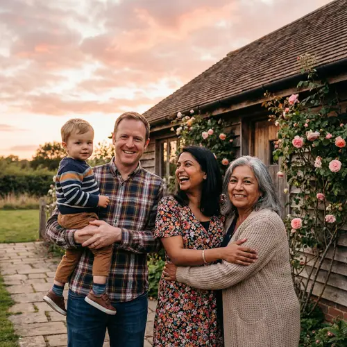 Multi-Generational Family Gathering at Sunset | Happy Family Portrait