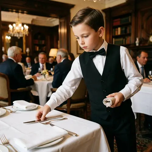Elegant Waiter Setting a Table