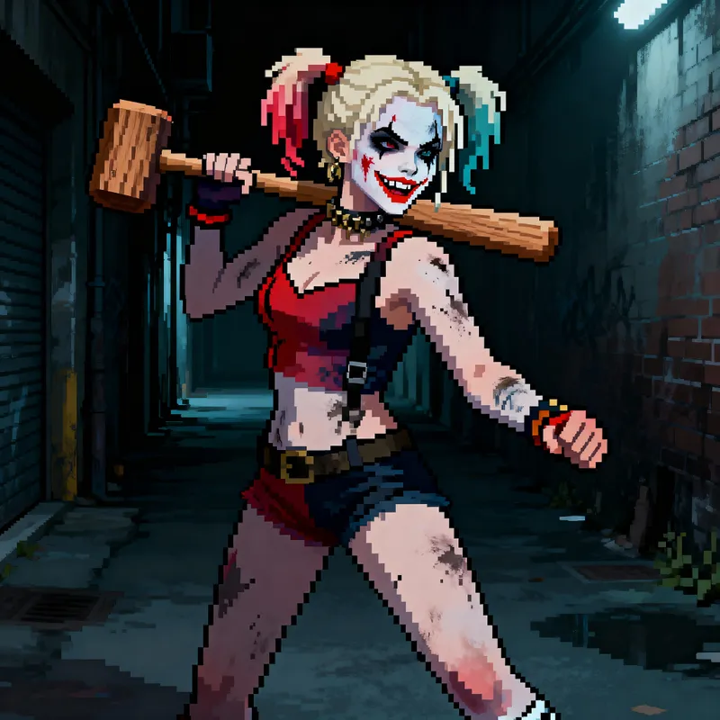 Harley Quinn Pixel Art: Dark Joker Inspired Style