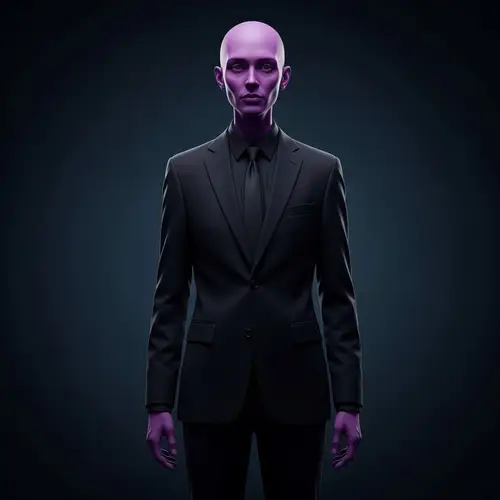 Stylish Purple Skin Figure in a Suit