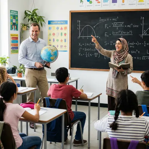 Diverse Classroom with Enthusiastic Teachers | Educational Setting