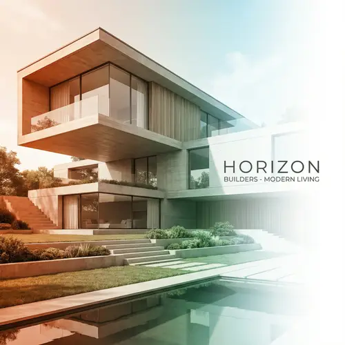 Modern House Background for Building Company | Orange, Grey, Green, and White