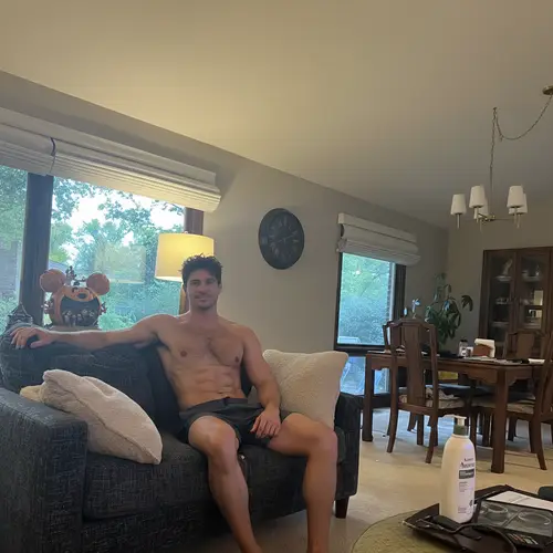 Hot Shirtless Guy Relaxing on the Couch