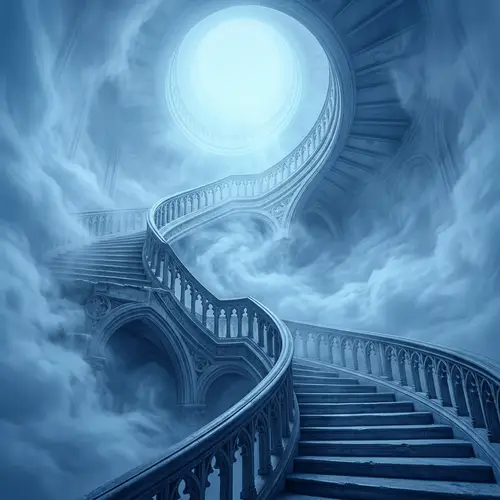 Blue Monochromatic Stairway to Heaven - Grand, Spiraling Image