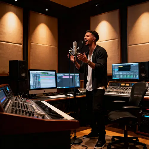 Passionate R&B Singer in Modern Studio