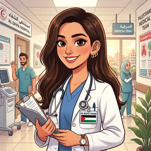 Palestinian Female Doctor with Striking Face and Ear Piercings