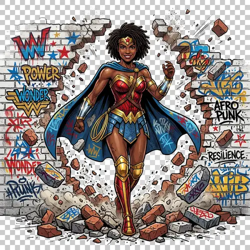 Dramatic Melanated Wonder Woman Character Art