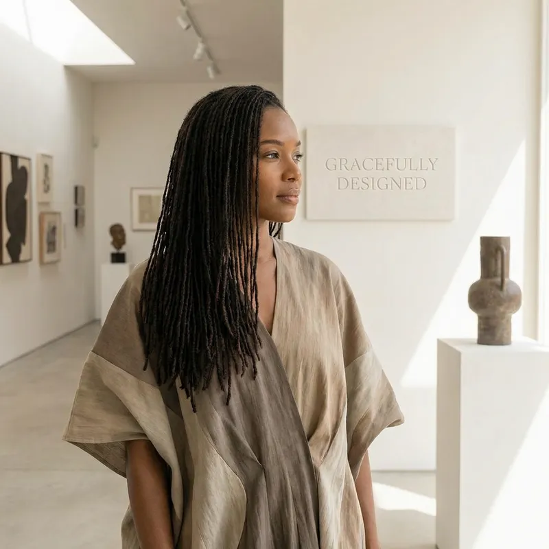 Graceful African American Model with Micro Locs