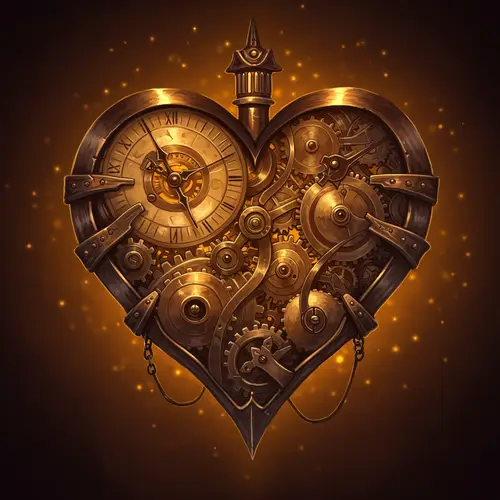 Intricate Steampunk Clockwork Heart Art