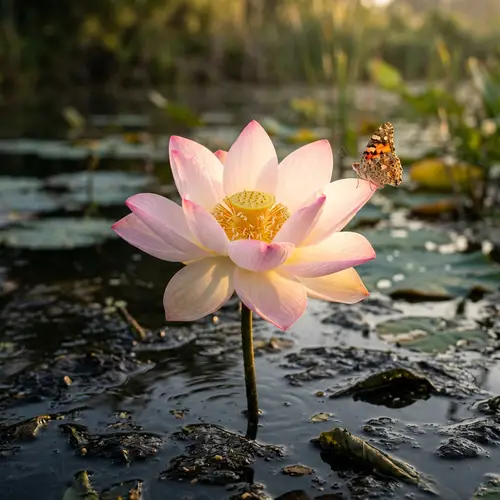 Elegant Lotus Flower Rising From Murky Waters