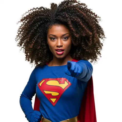 Superhero African American Woman in Modern Outfit