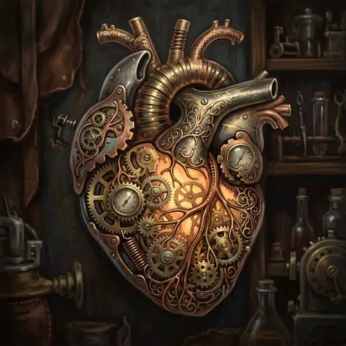 Intricate Steampunk Clockwork Heart Art