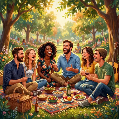 Joyful Summer Picnic Gathering of Friends