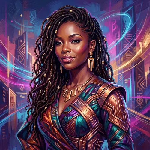 Afro-Futuristic Portrait of Confident Model