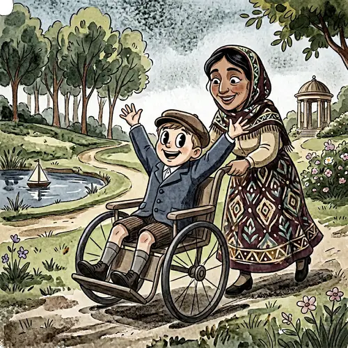 Caucasian Boy with Disability and Middle-Eastern Caregiver Animation