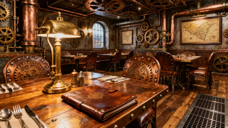 Steampunk Restaurant Interior Design & Table Chairs