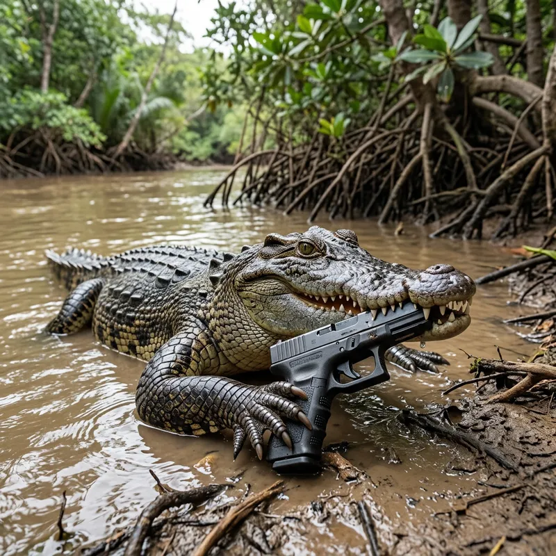 Crocodile with Pistol - Unexpected Encounter