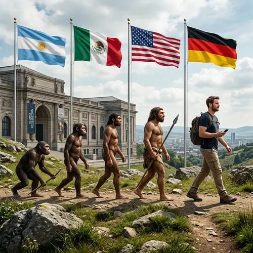 HD Image of Evolving Man with Flags Background