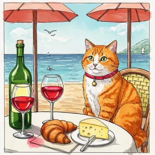 Charming Ginger Tomcat in a French Cafe