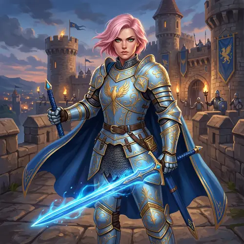 Fediel Granblue Fantasy Knight with Magical Blue Sword