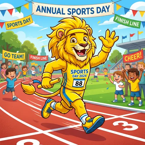 Vibrant Yellow Sports Day Mascot Design