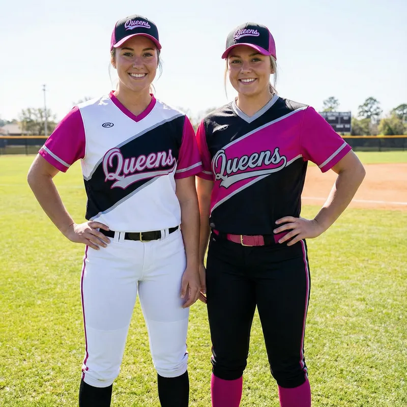 Stylish Women's Softball Uniforms in Magenta & Black
