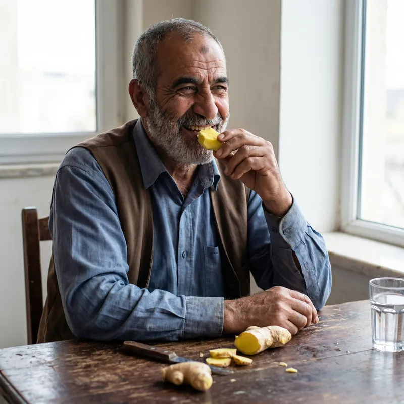 Middle Eastern Man Enjoying Bright Yellow Ginger - Delightful Image Middle Eastern Man Enjoying Bright Yellow Ginger - Delightful Image