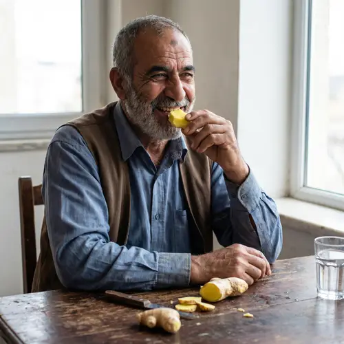 Middle Eastern Man Enjoying Bright Yellow Ginger