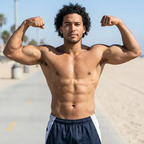 Muscular Hispanic Man Without Shirt