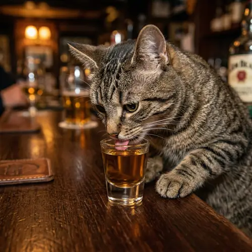 Cat Enjoying a Whiskey Shot