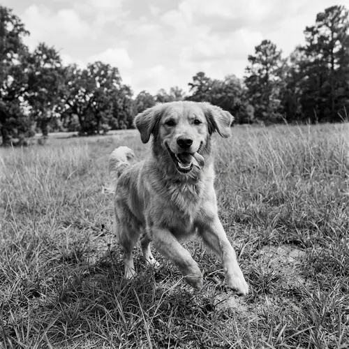Playful Expression: Loyal Dog Captured in Monochrome